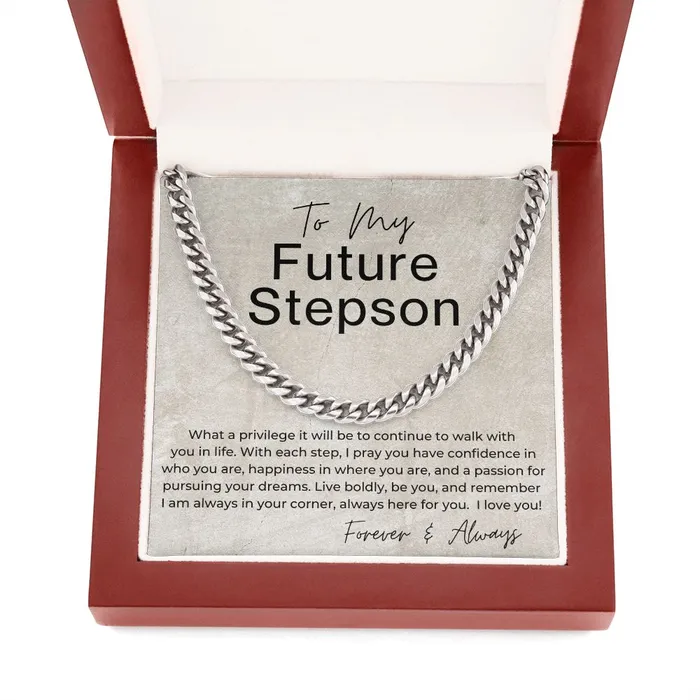 ShineOn Fulfillment Necklaces I Will Always Be In Your Corner Gift for Future Stepson Cuban Linked Chain Necklace