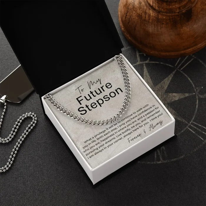 ShineOn Fulfillment Necklaces I Will Always Be In Your Corner Gift for Future Stepson Cuban Linked Chain Necklace