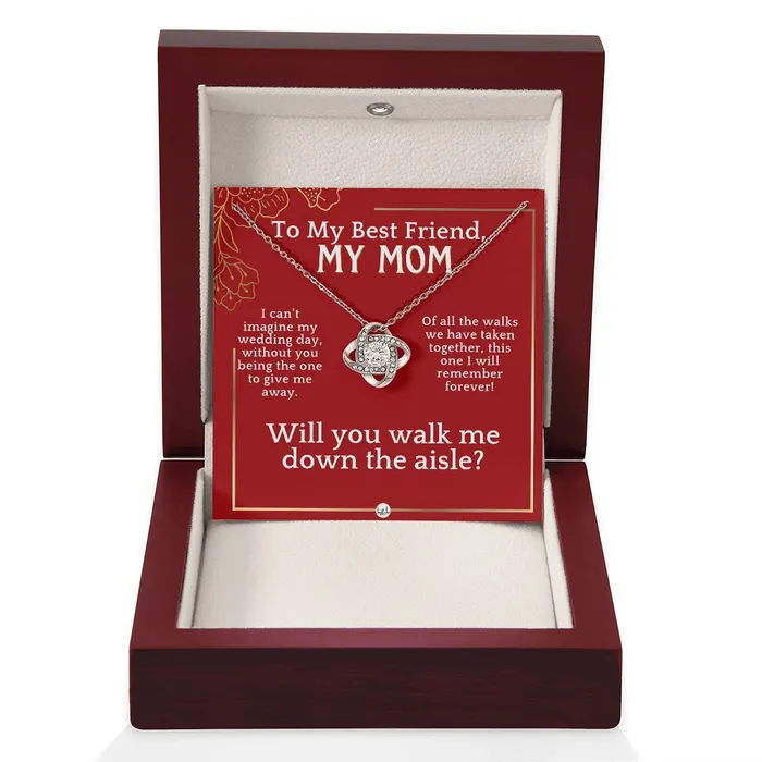 ShineOn Fulfillment Necklaces Mom Please Walk Me Down The Wedding Aisle Give Me Away Proposal Mother of the Bride Gift Necklace Red and Gold Wedding Theme