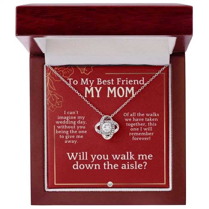ShineOn Fulfillment Necklaces Mom Please Walk Me Down The Wedding Aisle Give Me Away Proposal Mother of the Bride Gift Necklace Red and Gold Wedding Theme