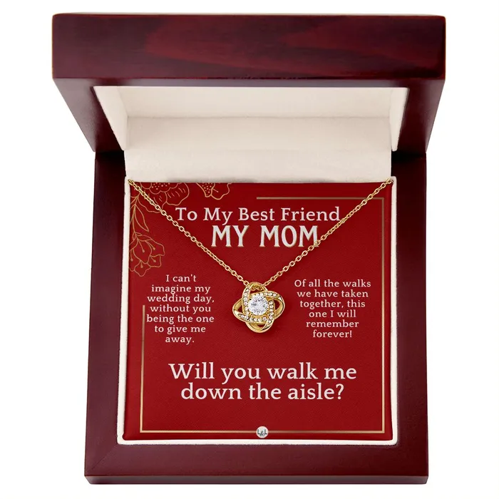 ShineOn Fulfillment Necklaces Mom Please Walk Me Down The Wedding Aisle Give Me Away Proposal Mother of the Bride Gift Necklace Red and Gold Wedding Theme