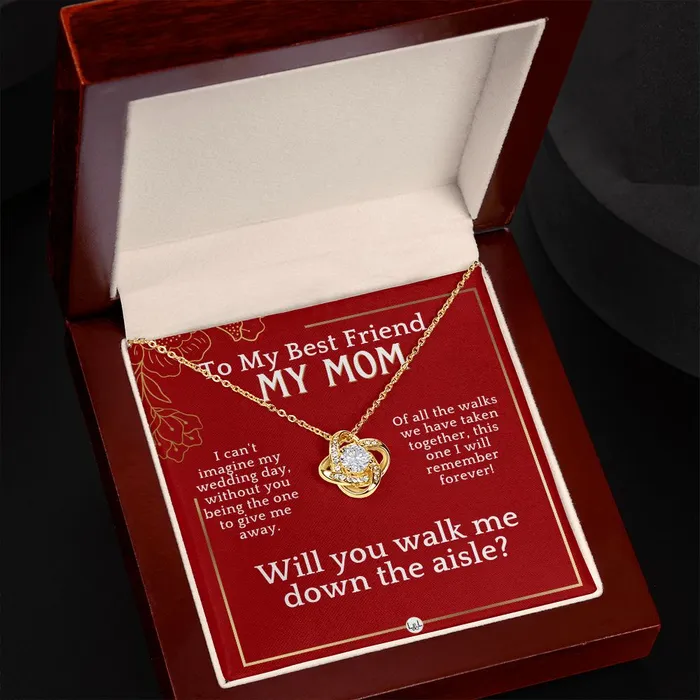 ShineOn Fulfillment Necklaces Mom Please Walk Me Down The Wedding Aisle Give Me Away Proposal Mother of the Bride Gift Necklace Red and Gold Wedding Theme
