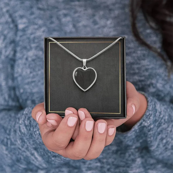 ShineOn Fulfillment Necklaces Photo Upload Necklace Heart Photo Pendant Custom Engraving Option