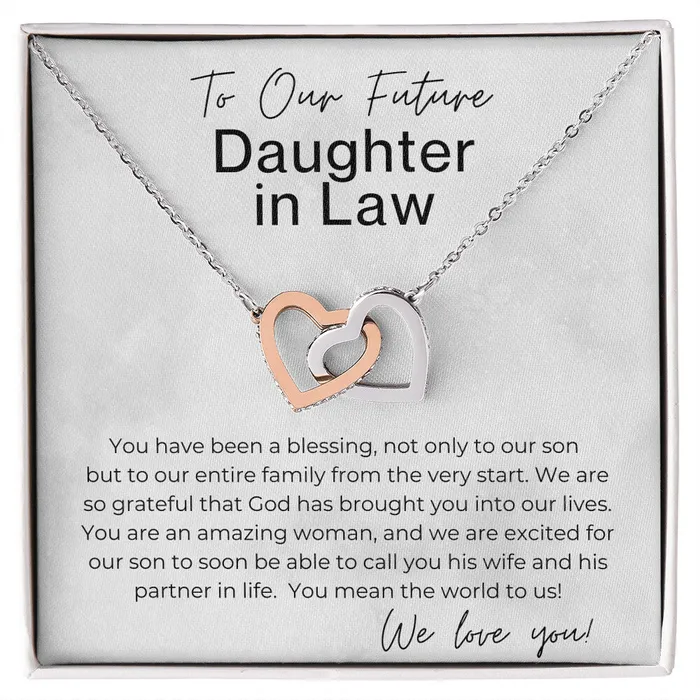 ShineOn Fulfillment Necklaces We Are Excited Gift for Future Daughter in Law Interlocking Heart Pendant Necklace