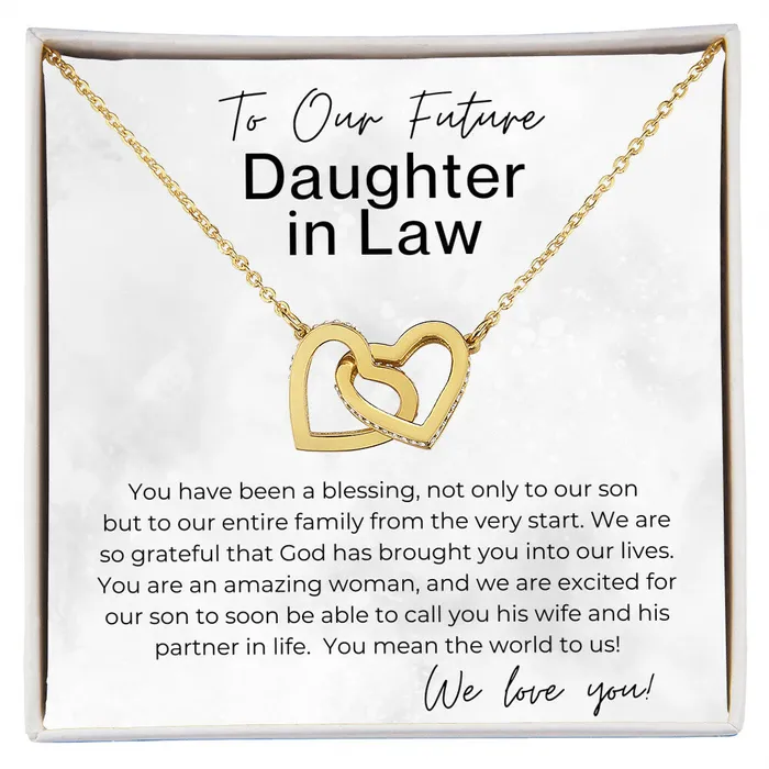 ShineOn Fulfillment Necklaces We Are Excited Gift for Future Daughter in Law Interlocking Heart Pendant Necklace