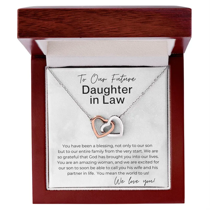 ShineOn Fulfillment Necklaces We Are Excited Gift for Future Daughter in Law Interlocking Heart Pendant Necklace