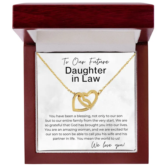 ShineOn Fulfillment Necklaces We Are Excited Gift for Future Daughter in Law Interlocking Heart Pendant Necklace
