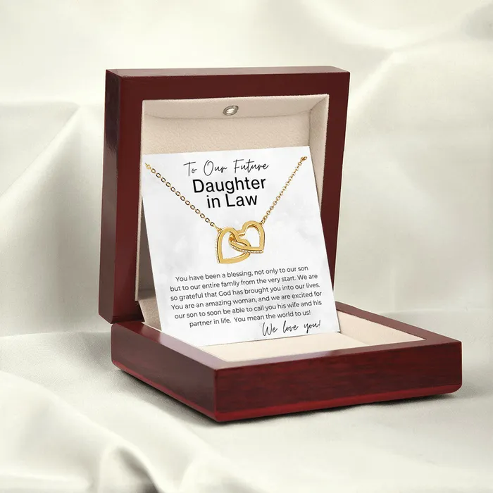 ShineOn Fulfillment Necklaces We Are Excited Gift for Future Daughter in Law Interlocking Heart Pendant Necklace