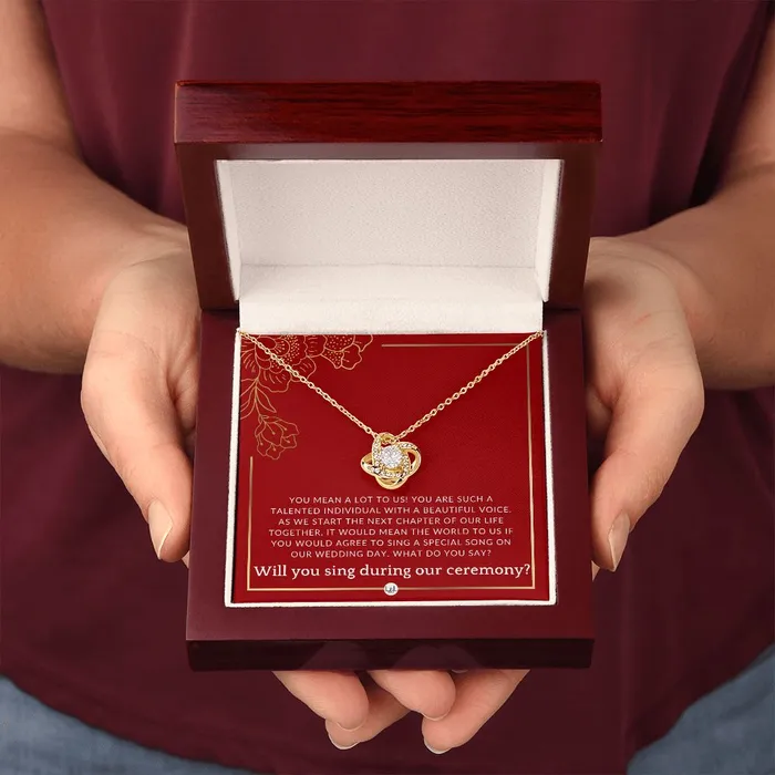 ShineOn Fulfillment Necklaces Wedding Ceremony Singer Proposal Will You Sign At Our Wedding From The Bride and The Groom Necklace Red and Gold Wedding Theme