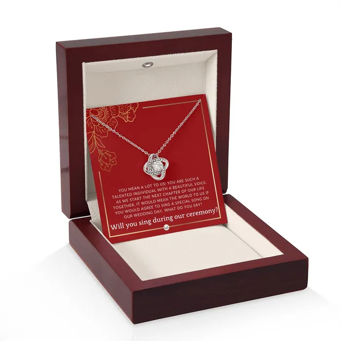 ShineOn Fulfillment Necklaces Wedding Ceremony Singer Proposal Will You Sign At Our Wedding From The Bride and The Groom Necklace Red and Gold Wedding Theme