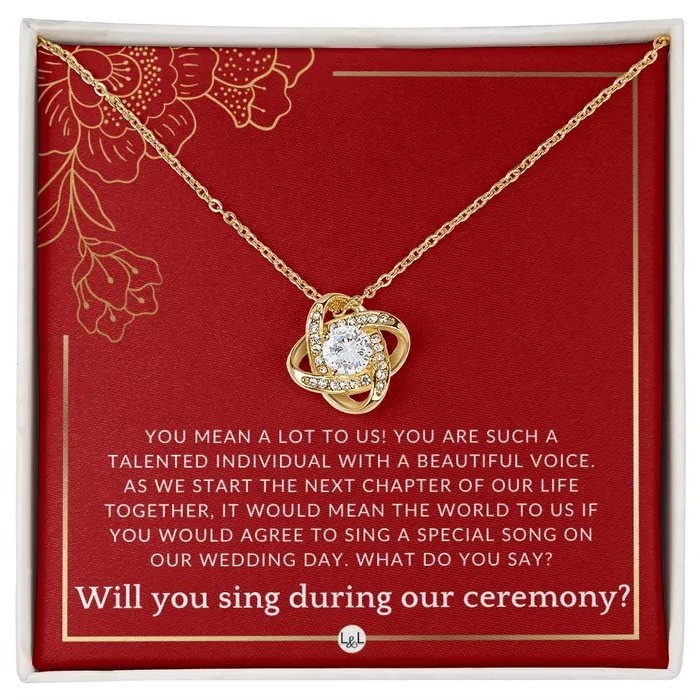 ShineOn Fulfillment Necklaces Wedding Ceremony Singer Proposal Will You Sign At Our Wedding From The Bride and The Groom Necklace Red and Gold Wedding Theme