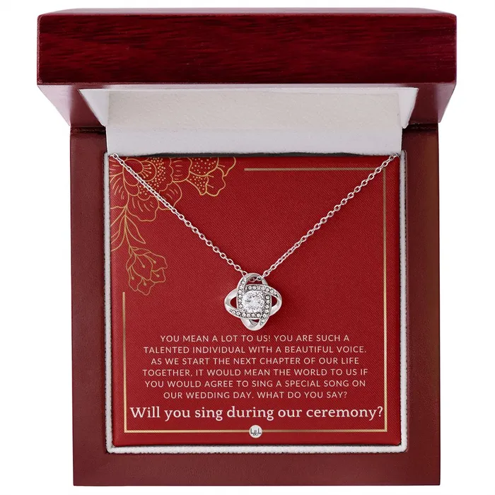 ShineOn Fulfillment Necklaces Wedding Ceremony Singer Proposal Will You Sign At Our Wedding From The Bride and The Groom Necklace Red and Gold Wedding Theme