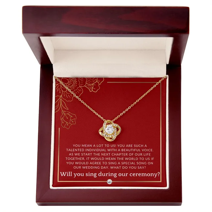 ShineOn Fulfillment Necklaces Wedding Ceremony Singer Proposal Will You Sign At Our Wedding From The Bride and The Groom Necklace Red and Gold Wedding Theme