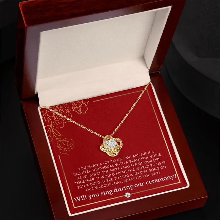 ShineOn Fulfillment Necklaces Wedding Ceremony Singer Proposal Will You Sign At Our Wedding From The Bride and The Groom Necklace Red and Gold Wedding Theme