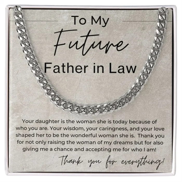 ShineOn Fulfillment Thank You For Accepting Me Gift for Future Father In Law From Future Son In Law Linked Chain Necklace Necklaces