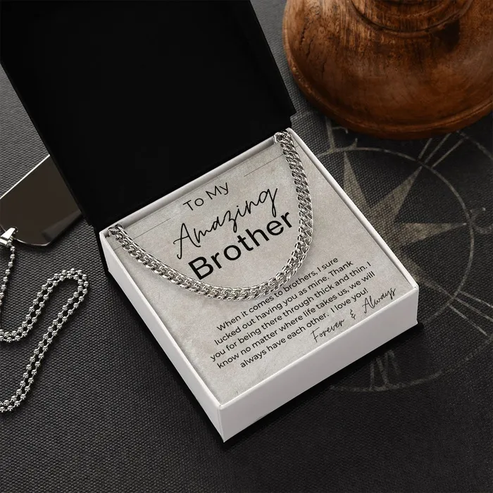 ShineOn Fulfillment Through Thick and Thin Gift for Brother Cuban Linked Chain Necklace Necklaces