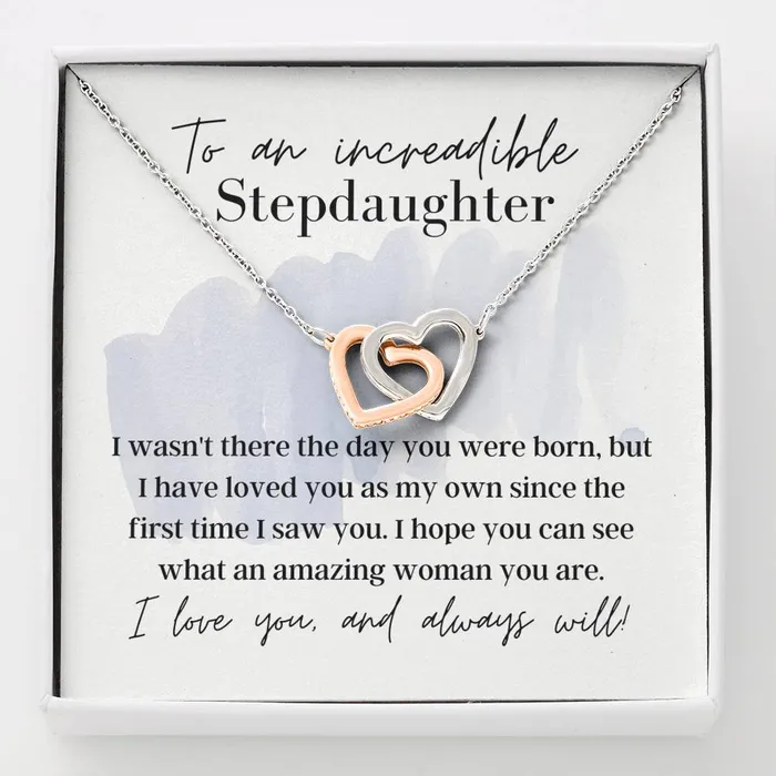 ShineOn Fulfillment To an Incredible Stepdaughter Interlocking Hearts Pendant Necklace Necklaces