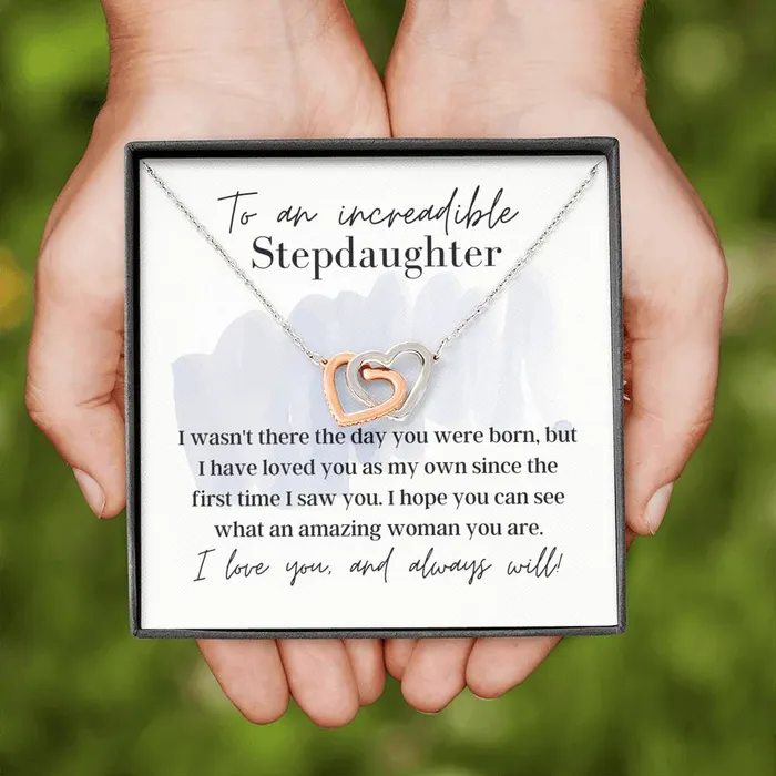 ShineOn Fulfillment To an Incredible Stepdaughter Interlocking Hearts Pendant Necklace Necklaces