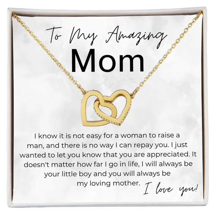 ShineOn Fulfillment You Are Loved and Appreciated Gift for Mom From Your Son Interlocking Heart Pendant Necklace Necklaces