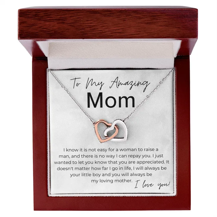 ShineOn Fulfillment You Are Loved and Appreciated Gift for Mom From Your Son Interlocking Heart Pendant Necklace Necklaces