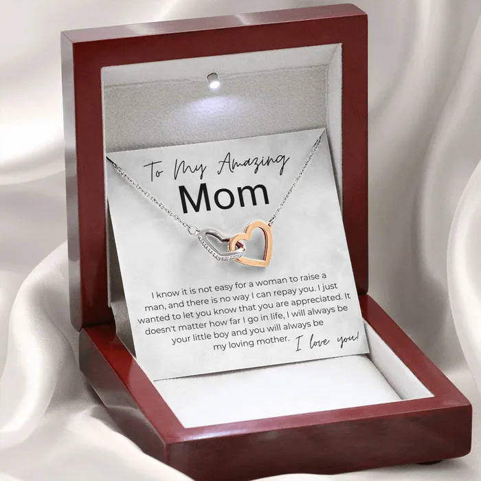 ShineOn Fulfillment You Are Loved and Appreciated Gift for Mom From Your Son Interlocking Heart Pendant Necklace Necklaces
