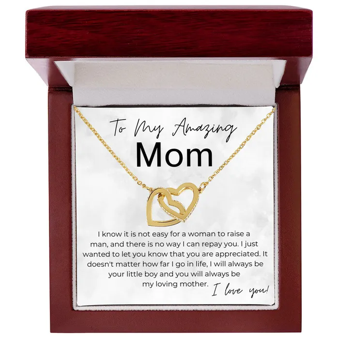 ShineOn Fulfillment You Are Loved and Appreciated Gift for Mom From Your Son Interlocking Heart Pendant Necklace Necklaces