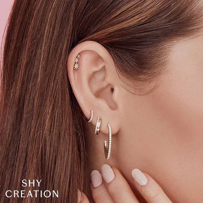 SHY CREATION Earrings Shy Creation 14K Yellow Gold 04ctw Classic Huggie Style Diamond Earrings SHY CREATION Earrings Shy Creation 14K Yellow Gold 04ctw Classic Huggie Style Diamond Earrings