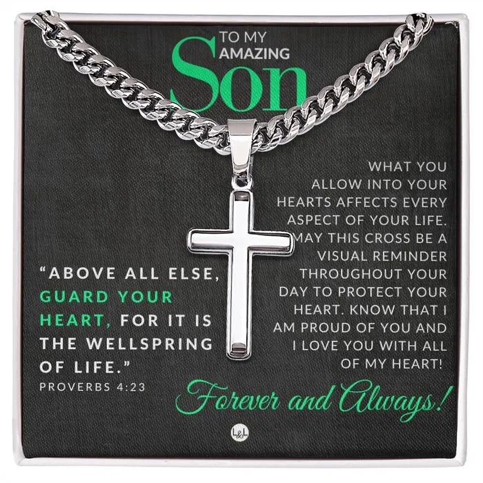 Son Gift Proverbs 423 Christian Encouragement Christian Cross Pendant on Mens Chain Necklace Great for Christmas His Birthday Baptism or Confirmation ShineOn Fulfillment Necklaces Son Gift Proverbs 423 Christian Encouragement Christian Cross Pendant on Mens Chain Necklace Great for Christmas His Birthday Baptism or Confirmation ShineOn Fulfillment Necklaces