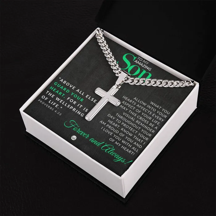 Son Gift Proverbs 423 Christian Encouragement Christian Cross Pendant on Mens Chain Necklace Great for Christmas His Birthday Baptism or Confirmation ShineOn Fulfillment Necklaces