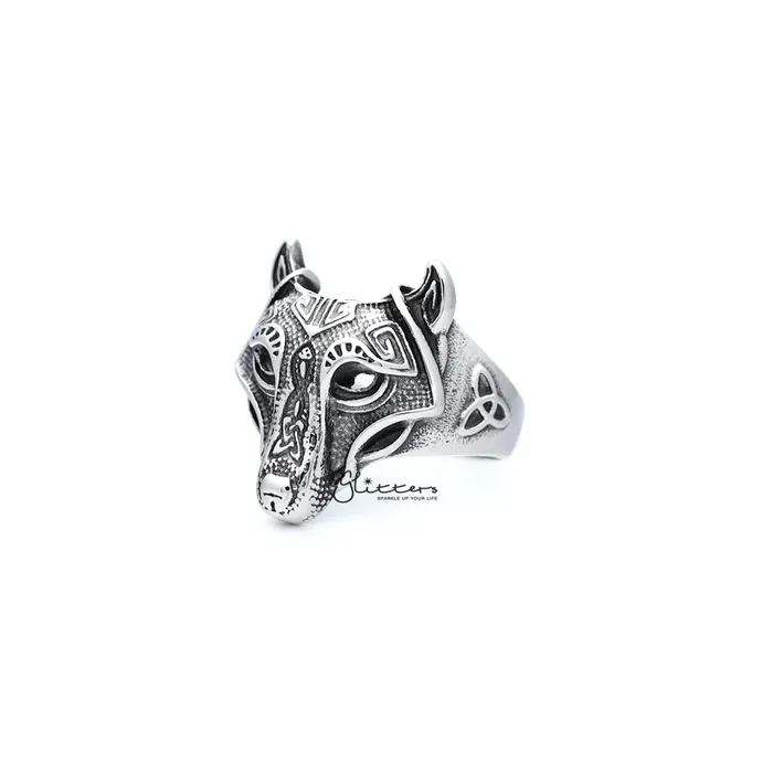 Stainless Steel Antiqued Wolf Head Casting Mens Rings Glitters Bracelets