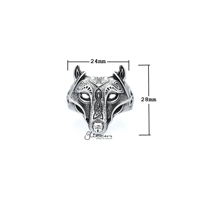 Stainless Steel Antiqued Wolf Head Casting Mens Rings Glitters Bracelets
