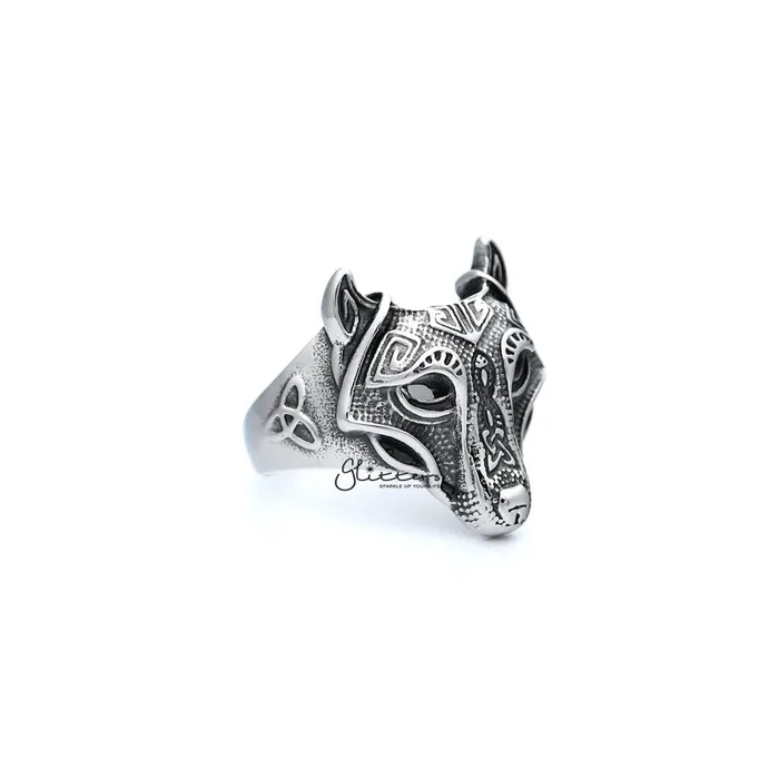 Stainless Steel Antiqued Wolf Head Casting Mens Rings Glitters Bracelets