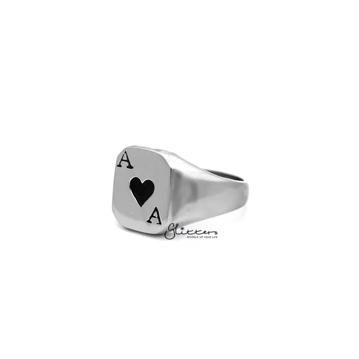 Stainless Steel Hearts Ace Casting Mens Rings Glitters Bracelets