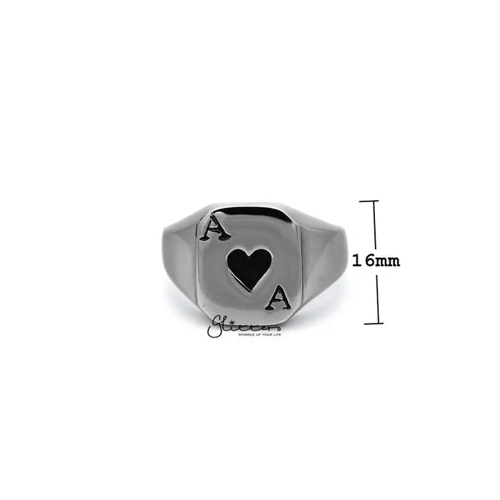 Stainless Steel Hearts Ace Casting Mens Rings Glitters Bracelets