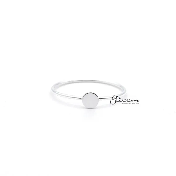 Sterling Silver Circle Shape Womens Rings Glitters Rings