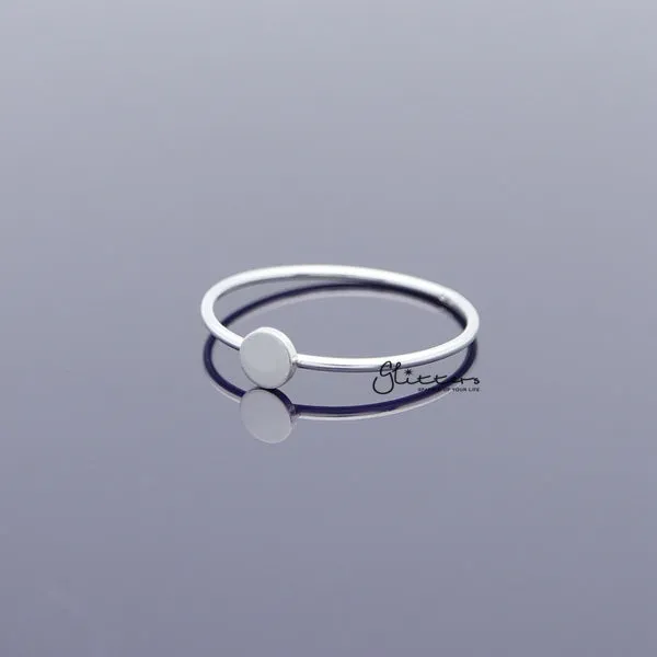 Sterling Silver Circle Shape Womens Rings Glitters Rings