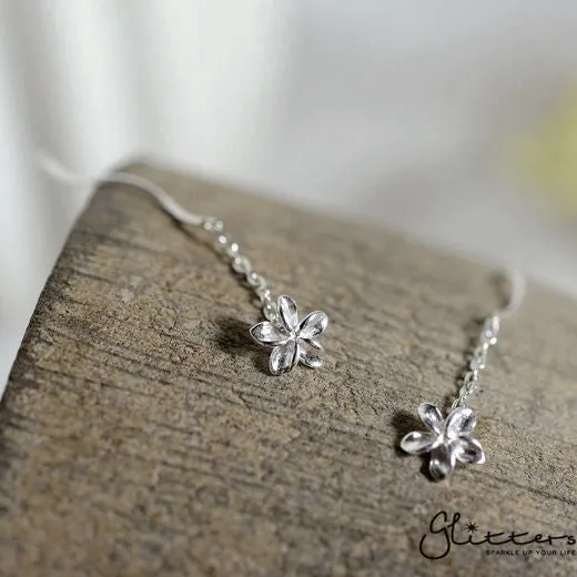 Sterling Silver Frangipani Ear Threader Glitters Earrings