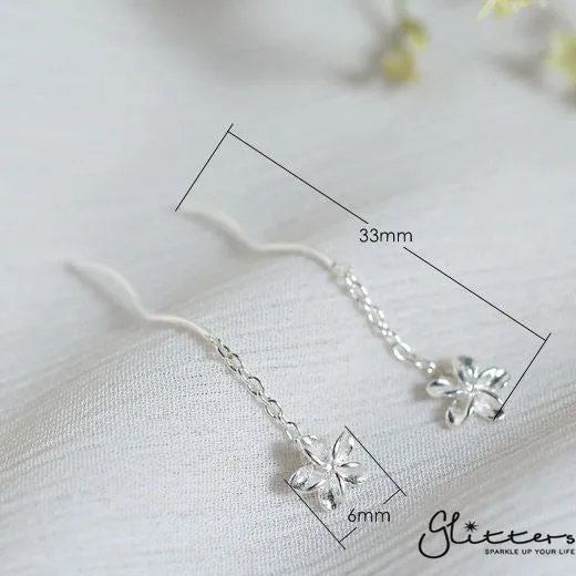 Sterling Silver Frangipani Ear Threader Glitters Earrings