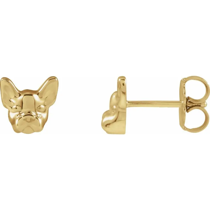 Storyteller by Vintage Magnality Earrings Frenchie French Bulldog Stud Earrings Solid 14K Yellow White Rose Gold Storyteller by Vintage Magnality Earrings Frenchie French Bulldog Stud Earrings Solid 14K Yellow White Rose Gold