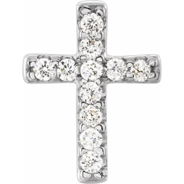 Storyteller by Vintage Magnality Earrings Natural Diamond Cross Stud Earrings Pair or Single Solid 14K Rose Yellow White Gold or Silver