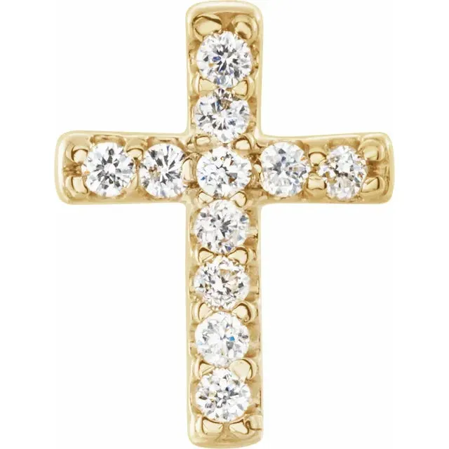 Storyteller by Vintage Magnality Earrings Natural Diamond Cross Stud Earrings Pair or Single Solid 14K Rose Yellow White Gold or Silver