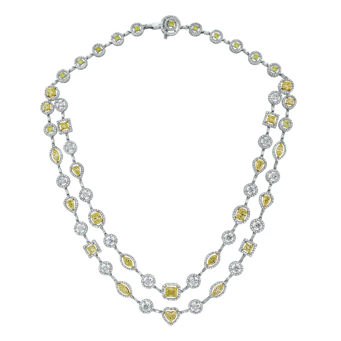 Summer Yellow White Diamond Necklace 1654 ct Diamonds in Gold Beauvince Necklaces Summer Yellow White Diamond Necklace 1654 ct Diamonds in Gold Beauvince Necklaces