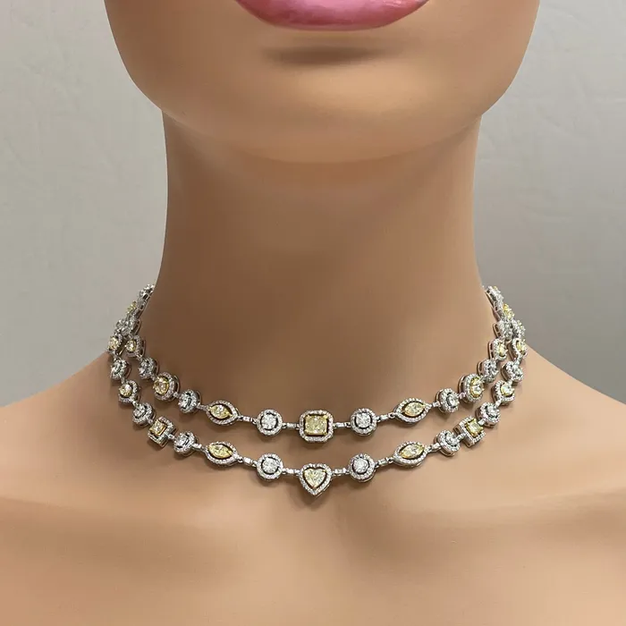 Summer Yellow White Diamond Necklace 1654 ct Diamonds in Gold Beauvince Necklaces