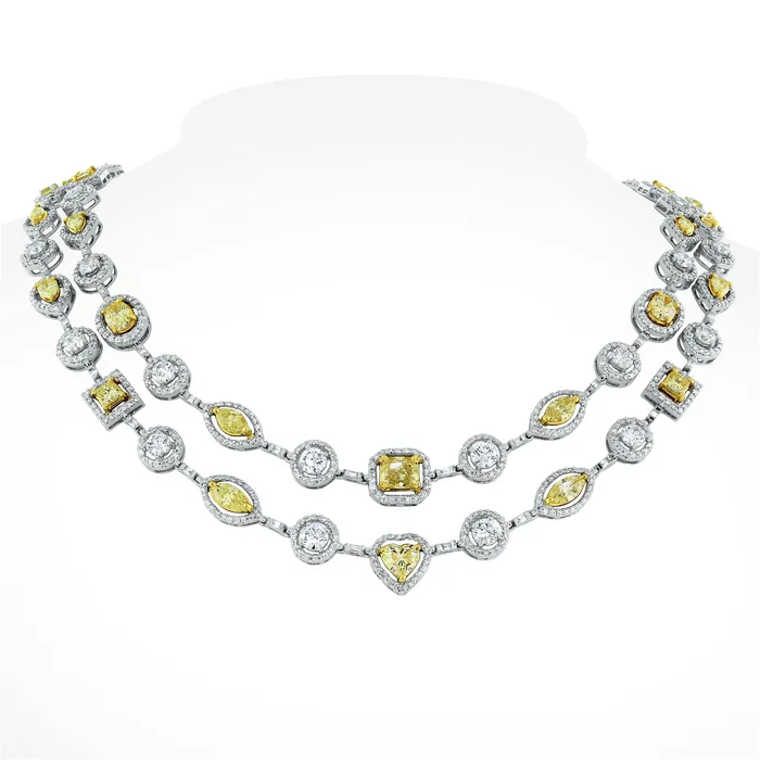 Summer Yellow White Diamond Necklace 1654 ct Diamonds in Gold Beauvince Necklaces