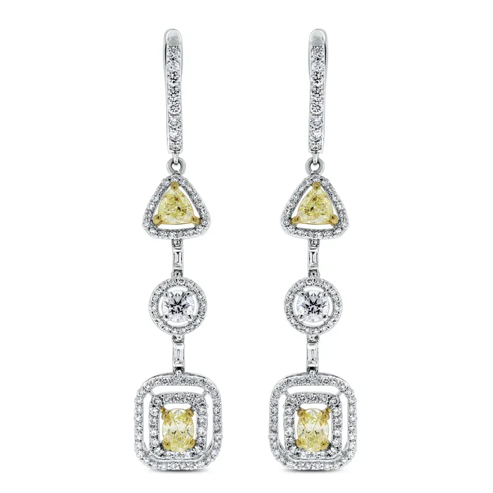 Summer Yellow White Diamond Necklace 1654 ct Diamonds in Gold Beauvince Necklaces
