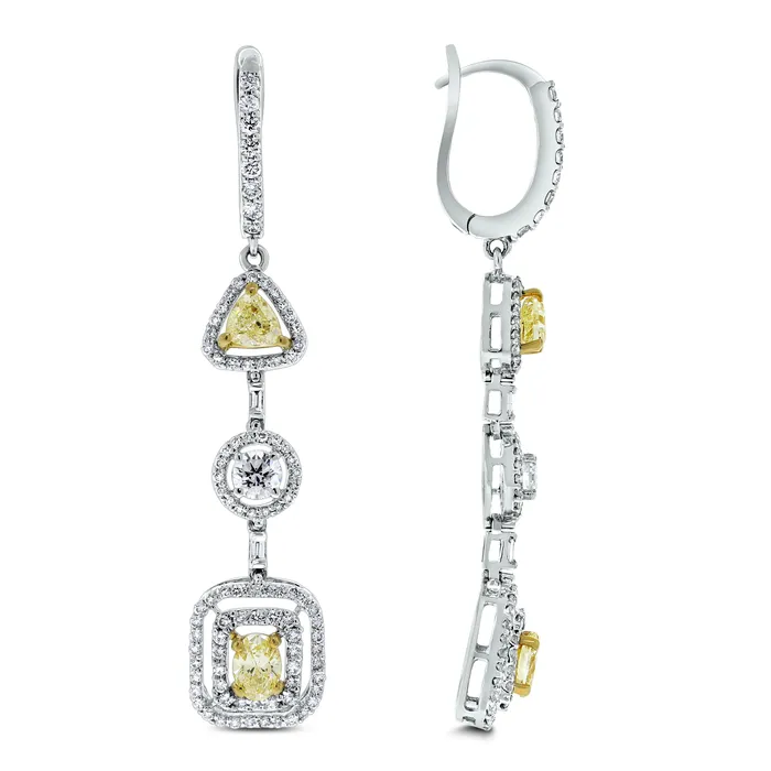 Summer Yellow White Diamond Necklace 1654 ct Diamonds in Gold Beauvince Necklaces