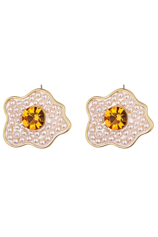 Sunny Side 18K Gold Plated Stud Earrings Eye Candy LA Earrings