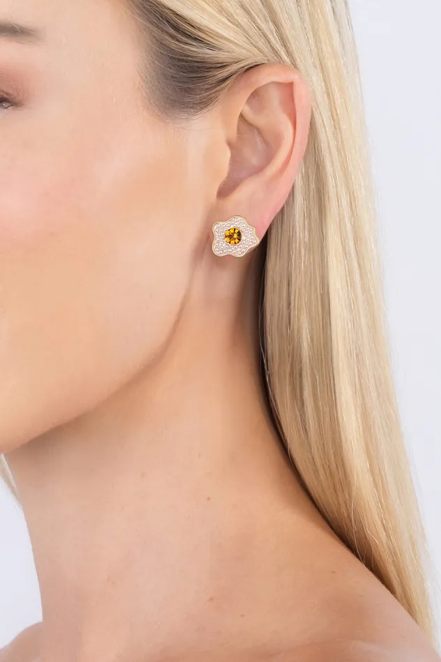 Sunny Side 18K Gold Plated Stud Earrings Eye Candy LA Earrings