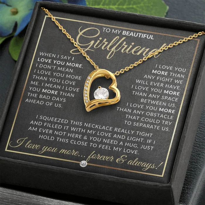 SurpriseGift For Girlfriend Open Heart Pendant Necklace Keepsake Message Card Sentimental and Romantic Christmas Valentines Day Birthday or Anniversary Present ShineOn Fulfillment Necklaces