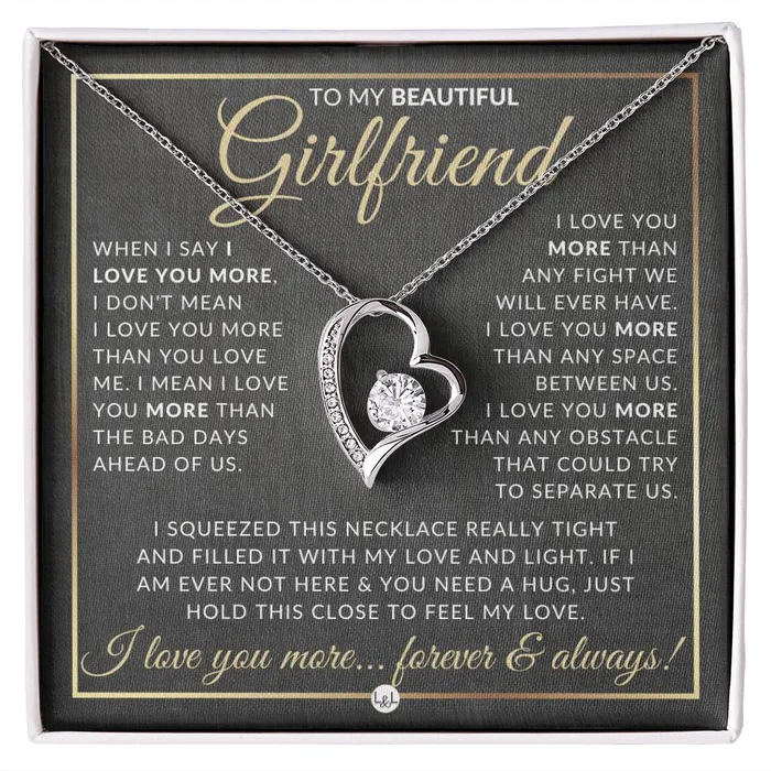 SurpriseGift For Girlfriend Open Heart Pendant Necklace Keepsake Message Card Sentimental and Romantic Christmas Valentines Day Birthday or Anniversary Present ShineOn Fulfillment Necklaces